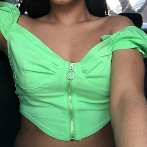 Off The shoulder Neon Green Top It’s super Size S